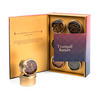Caja de hojalata circular dorada personalizada al por mayor con ventana transparente, recipiente de lujo apto para alimentos para té de hojas sueltas, frutas secas y set de regalo gourmet