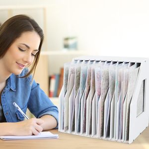 Organizador de Archivos Inclinado de 12 Niveles, Organizador de Cartulina para Escritorio, Almacenamiento de Oficina, Tipo Rectangular Vertical, Peso 1500g - Product Image 3