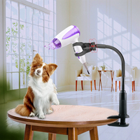 Support de sèche-cheveux mains libres flexible à col de cygne, bras long, support de souffleur pour toilettage d'animaux, pince réglable pour bureau/table pour chien et chat
