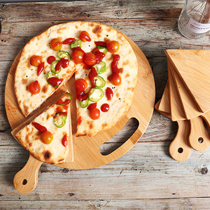 Ensemble de plateaux à pizza en bambou ronds avec poignée pour servir et couper les aliments, usage en cuisine - Product Image 3