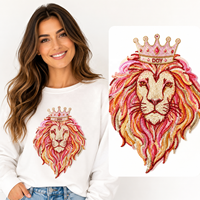 Patchs brodés en tissu avec logo animal personnalisé, sequins, motif lion, pour t-shirt et jupe, design tendance