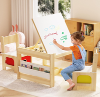 Vente en gros Table d'activités en bois naturel pour enfants Table et 2 chaises en bois pour tout-petits
