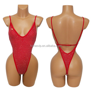 B102 Новый леопардовый купальный костюм Цельный Мягкий экзотический танцевальный костюм со стразами модный показ бикини костюм со стразами - Product Image 3