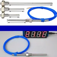 Sensor Suhu Tahan Air dengan Probe Baja Tahan Karat, Termometer Digital Berulir PTFE -55C 125C untuk Penggunaan Industri