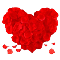 Pétales de fleurs fraîches romantiques de qualité supérieure en gros, pétales de rose en soie rouges, fausses roses pour la Saint-Valentin, décoration de luxe