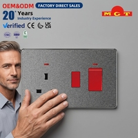 Interrupteur mural double pôle gris OEM avec prise 13A et voyant néon, vente en gros