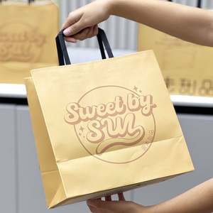 ถุงกระดาษคราฟท์รีไซเคิลพิมพ์ลายตามสั่ง สำหรับบรรจุภัณฑ์อาหารและขนมอบ พร้อมหูหิ้วและโลโก้ของคุณเอง - Product Image 4