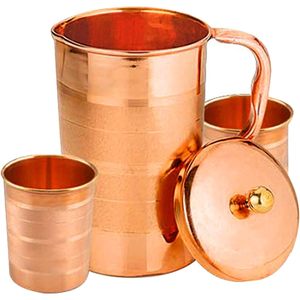 Handcrafted 54-Ounce Copper Pitcher and 1 Jug <b>Set</b> with 2 10-Ounce Glass <b>Beverage</b> <b>Serving</b> <b>Sets</b> - Product Image 6