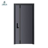 Porte d'entrée sur mesure pour hôtel-villa, moderne et minimaliste, en aluminium moulé, à simple battant, sécurisée, avec sculpture artistique européenne en aluminium