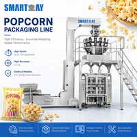 Machine de pesage, de remplissage et d'emballage verticale automatique pour produits jumeaux, ligne de production clé en main pour l'emballage de pop-corn, système intégré