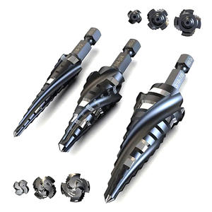 高品質コバルト窒化M35高速度鋼HSSステップドリルビットキット クイックリリース4枚刃スパイラル溝 ブラック仕上げ - Product Image 2