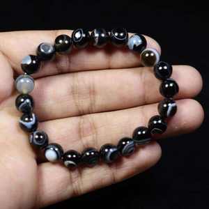 Black Sulemani Hakik Onyx Natural Crystal Healing AAA Gemstone Jewellery Round Beaded Stone Bracelet for <b>Men</b> & Women - Product Image 4