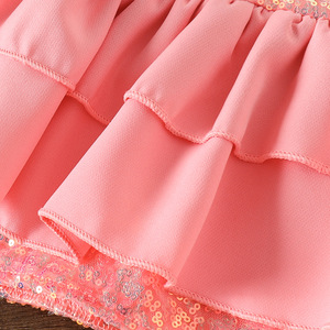 Nuovo Set Estivo per Bambine: Giacca in Cotone con Pizzo, <span class=keywords><strong>Paillettes</strong></span> e Volant, <span class=keywords><strong>Pantaloni</strong></span> a Gamba Larga, Completo Due Pezzi - Product Image 5