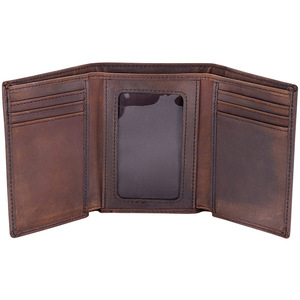Genuine Leather Tri Fold <b>Wallet</b> With <b>RFID</b> <b>Blocking</b> Multi Card Slots Men's Coffee Brown <b>Wallet</b> - Product Image 5