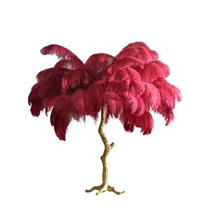 Lámpara <span class=keywords><strong>de</strong></span> Mesa Decorativa con Palmera, <span class=keywords><strong>Plumas</strong></span> <span class=keywords><strong>de</strong></span> Avestruz y Latón, la Más Popular <span class=keywords><strong>de</strong></span> Fábrica en Dorado, Rosa, Blanco, Morado, LED 10 50 DC - Product Image 2