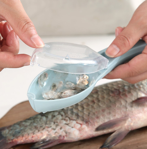 Outil de nettoyage pratique et compact pour la cuisine domestique : Écailleur de poisson manuel en plastique avec couvercle - Product Image 2
