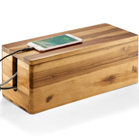 Boîte de gestion de câbles rectangulaire en bois d'acacia durable et multifonctionnelle, organiseur de câbles en bois, cache-câbles, pour multiprises, câbles TV, bureau, sol, maison