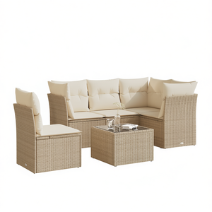 Ensemble de canapés de jardin en rotin beige avec structure en acier thermolaqué, meubles d'extérieur - Product Image 1