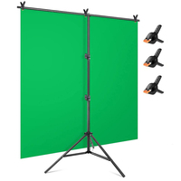 Kit de support de fond photo en T pour studio photo 2x2m avec barre transversale et pinces