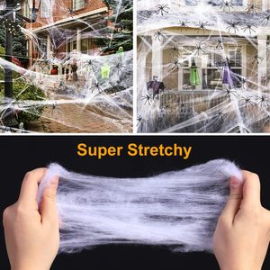 Halloween <strong>Spider</strong> Web Decorations with <strong>Fake</strong> <strong>Spiders</strong>, Stretchable Cobwebs for Party Haunted House Escape Room Themed Decor - Product Image 2