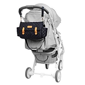 Organisateur de poussette noir pour bébé, fabriqué en usine BSCI, sac à couches de voyage personnalisé avec porte-gobelets et bretelles - Product Image 3