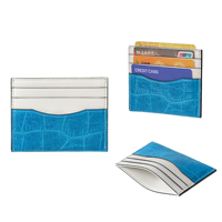 Porte-cartes en cuir véritable gaufré crocodile, étui fin pour cartes de crédit, portefeuille à panneaux contrastés pour hommes et femmes d'affaires