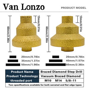 Foret diamanté brasé sous vide Van <span class=keywords><strong>Lanzo</strong></span> M14 à bord dentelé pour le perçage et le chanfreinage des carreaux, du marbre et des dalles de roche - Product Image 2