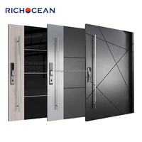 Portes d'entrée extérieures en aluminium RICHOCEAN, portes pivotantes de luxe sécurisées, porte de maison avec serrure intelligente