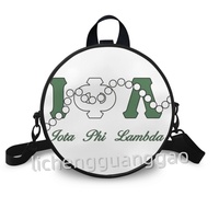 Sac à bandoulière rond de qualité supérieure avec imprimé lettres grecques pour sororités, sac à l'épaule portable pour femmes, cadeau idéal pour les sororités