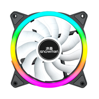 Ventilateur de boîtier PC SNOWMAN EF120-ARGB-BK 120mm Noir ARGB 45CFM avec Halo extérieur, PWM, roulement hydraulique, synchronisation 5V 3 broches, vente en gros