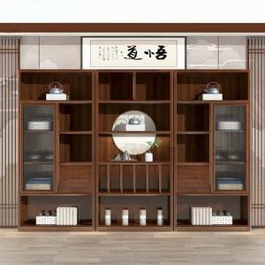 Armadietto da ufficio moderno in stile cinese, armadietto da esposizione Zen in legno massello, - Product Image 3