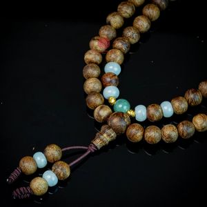 Collar Mala de 108 cuentas de madera de agar natural premium de 6 mm mezclado con jade y madera de oud, joyería para meditación - Product Image 2