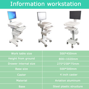 Carrito Médico Moderno de Metal de Varias Capas para Uso Hospitalario con Monitores, Teclados e Impresoras - Product Image 3