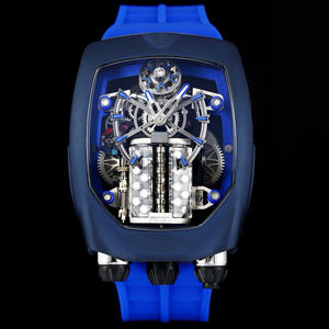Montre-bracelet de luxe sportive automatique mécanique pour homme, style supercar, avec bracelet en silicone bleu personnalisé haut de gamme, modèle squelette 2026 - Product Image 1