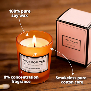 Bougie parfumée <span class=keywords><strong>de</strong></span> luxe 100% artisanale en cire <span class=keywords><strong>de</strong></span> soja dans un bocal en verre ambré, huile essentielle parfumée, pour la Saint-Valentin, Thanksgiving, Pâques - Product Image 5