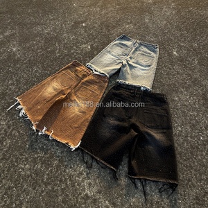 Fabricant de shorts en jean personnalisés, shorts en denim à strass, streetwear d'été, shorts en denim déchirés avec strass - Product Image 5