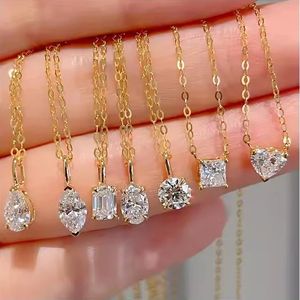 Collier pendentif Xinfly 0,5 ct en diamant de laboratoire, or massif 18 carats, forme tendance, bijoux fins personnalisés Au750 pour mariages, vente chaude - Product Image 1