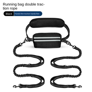 Tali Anjing Elastis Dua Kepala Anti Gesek Anti Tarik Tas Pinggang Portabel Olahraga 2-in-1 Tali Jalan-Jalan Anjing untuk Hewan Peliharaan Ganda - Product Image 2