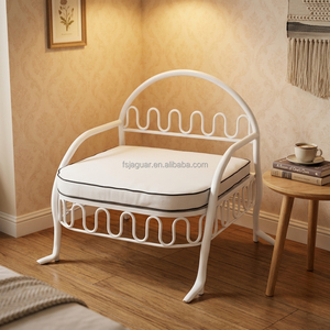 Banc en fer ondulé à dossier arqué <span class=keywords><strong>de</strong></span> style Mid-Century Modern, banquette rembourrée épaisse, siège lounge peu encombrant pour appartement, hôtel, villa - Product Image 6