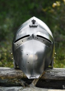 Casque de chevalier médiéval allemand Klappvisor en acier, style gothique, design historique européen précoce, pour musée - Product Image 2