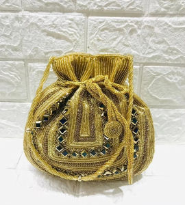 Indian Designer Fashion Satchel Handmade Beadwork with Swarovski Rhinestones Dazzling <b>Potli</b> <b>Bag</b> for Bridal Parties - Product Image 3