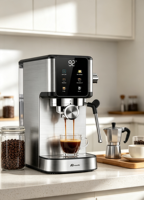 Machine à café expresso Anbolife Factory 20 bars avec buse vapeur, écran numérique, chauffage thermobloc, Cafetera De Expreso OEM ODM