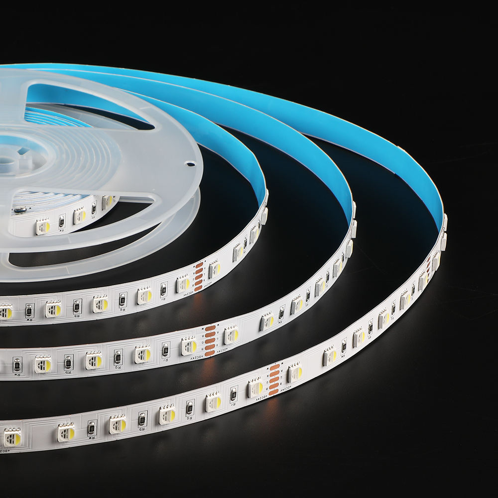2025 Hot Sale DC 24V 14w/m 12mm 60Leds/m RGB+WH WW Smart 5050 Flexible 4in1 Led Strip Lights Copper Color Changing for Bedroom