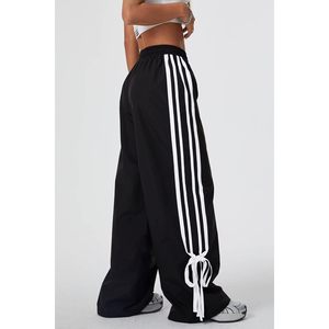 Pantalones Anchos Y2K para Mujer, Pantalones Deportivos Largos con Cintura Elástica a Rayas, Pantalones Paracaídas, Tejido Transpirable, Cintura Alta - Product Image 4