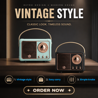 Speaker Bluetooth Portabel HM11 Retro Vintage Stereo Bass dengan Radio FM Mini, Cocok untuk Hadiah, Dekorasi Rumah & Santai