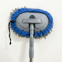 Mopa Telescópica de Chenilla con Cabezal de Fibra Suave Gris para Limpieza sin Rayones, Palo Extensible para Ruedas de Techo, Lavable y Reutilizable