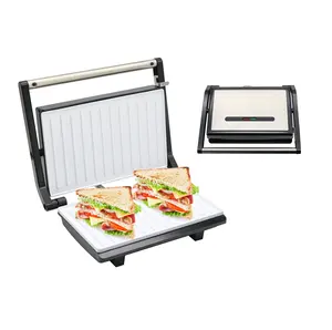 Pabrik grosir Bbq 1100-1300W Stainless Steel Panini Sandwich tekan panggangan dengan antilengket piring terbuka 180 derajat mudah bersih