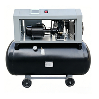Compresseur d'air à vis compact deux-en-un monophasé 220V/50HZ avec roues, 10 CV, 7,5 kW, 0,8-1,0 MPa, 1,1 m³/min, réservoirs 60L*2