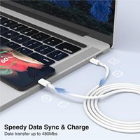Câble de charge USB-C vers USB-C de 1 m (3 pieds) 20 W/60 W pour iPhone 16 E/17/Air/15/Pro/Plus – Cordon de charge rapide Type-C vers Type-C