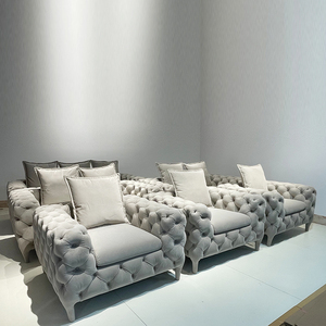 Canapé en cuir blanc de style américain haut de gamme pour boîte de nuit, ensemble de canapés décontractés en velours - Product Image 5